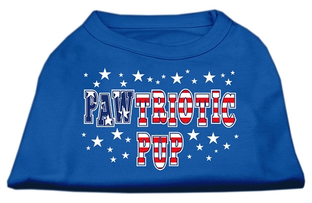 Pawtriotic Pup Screen Print Shirts Blue Sm